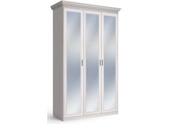 Шкаф 3-х дверный зеркальный Неаполь Ясень анкор светлый (патина "серебро")