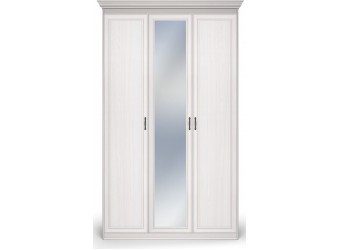 Шкаф 3-х дверный с глухой и зеркальной дверью Неаполь Ясень анкор светлый (патина "серебро")