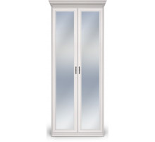 Шкаф 2-х дверный зеркальный Неаполь Ясень анкор светлый (патина "серебро")